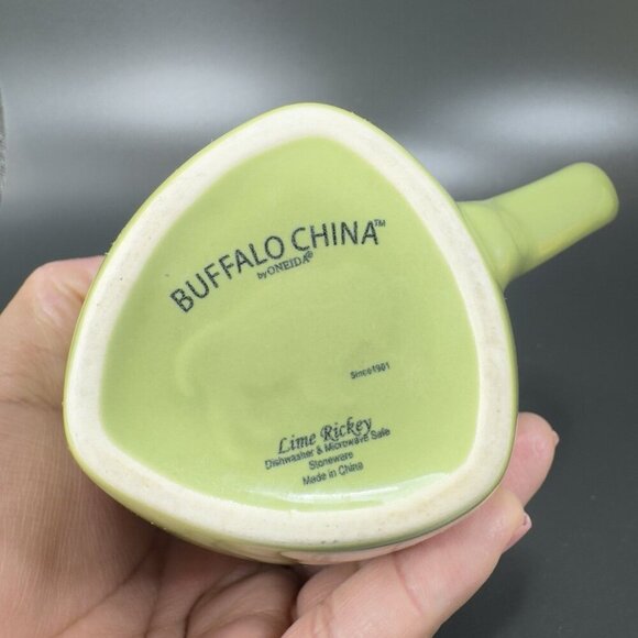 Buffalo China Lime Rickey Green Stoneware Ceramic Coffee Mug Cup Set 2 Oneida - Picture 4 of 13